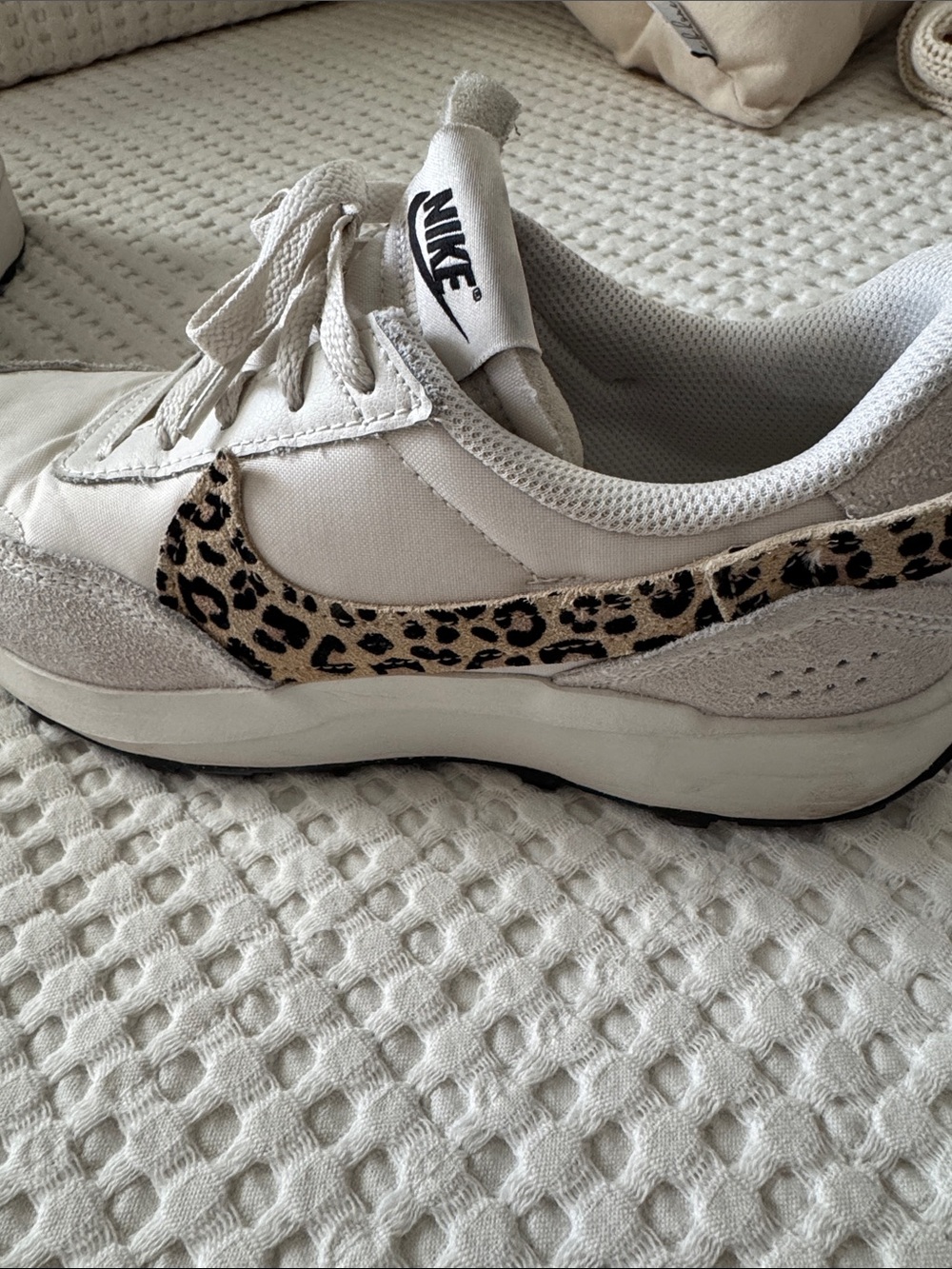 Nike Women’s Neutral Beige Sneakers with Leopard Swoosh - Picture 3 of 5